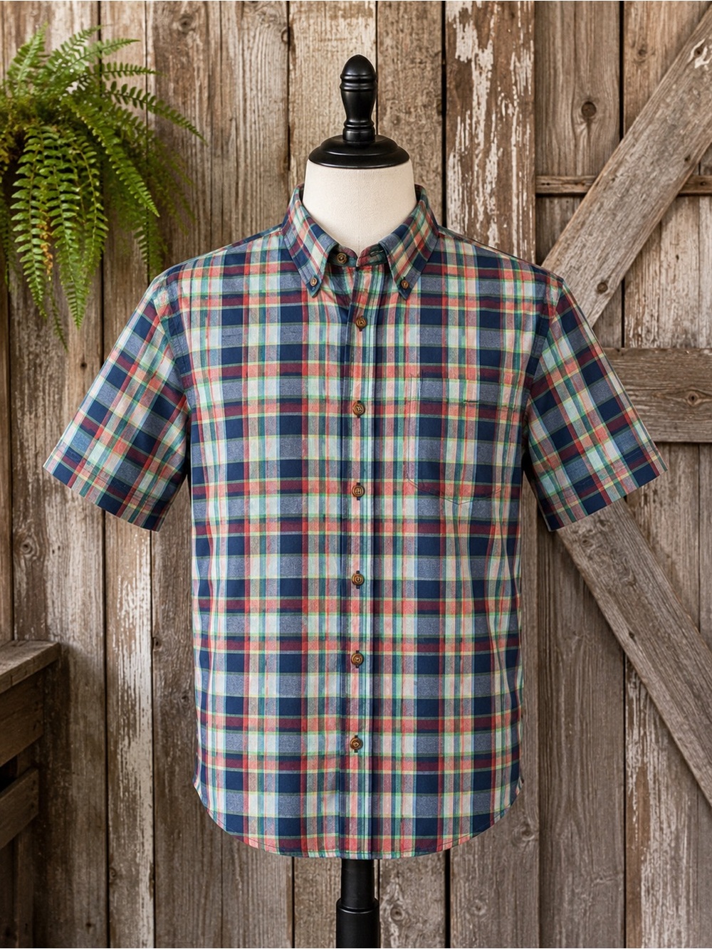 Orvis Button Shirt XL Plaid Red Blue Fishing Outdoors Shirt Mens